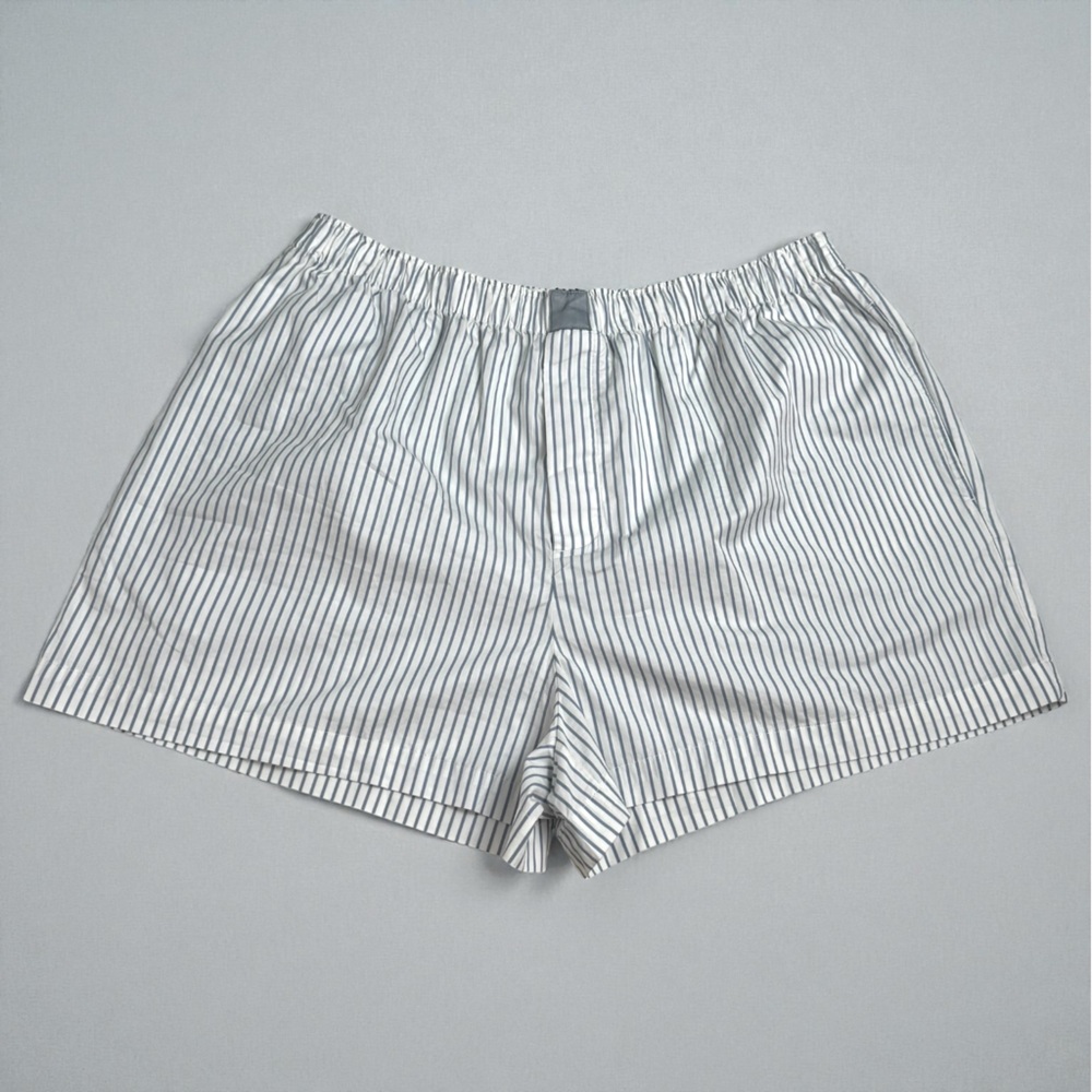 SKIMS Cotton Poplin Boxer Shorts | M  | Zen Blue Pinstripe | NWT 🤍 - Picture 7 of 8